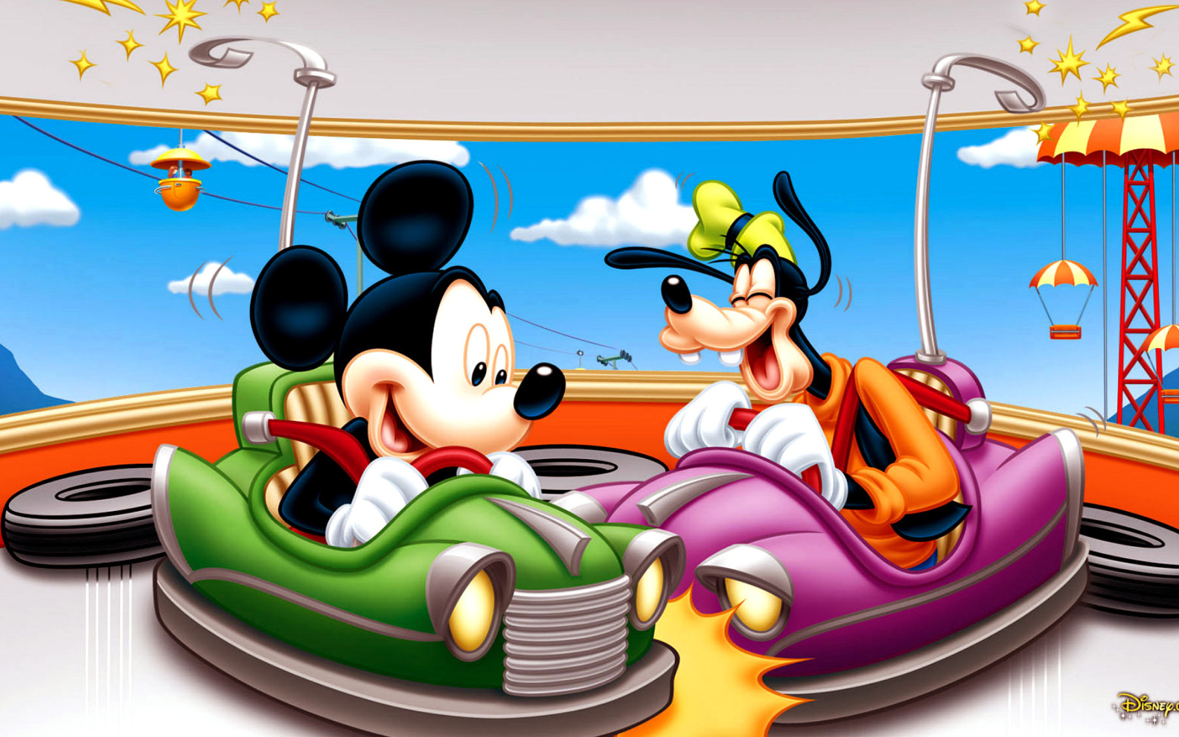Das Mickey Mouse in Amusement Park Wallpaper 1680x1050