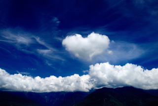 Free Heart In Blue Sky Picture for Android, iPhone and iPad