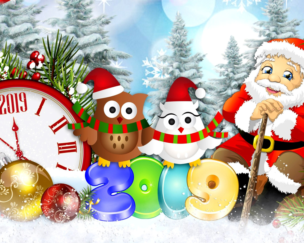 Screenshot №1 pro téma 2019 New Year Card 1280x1024