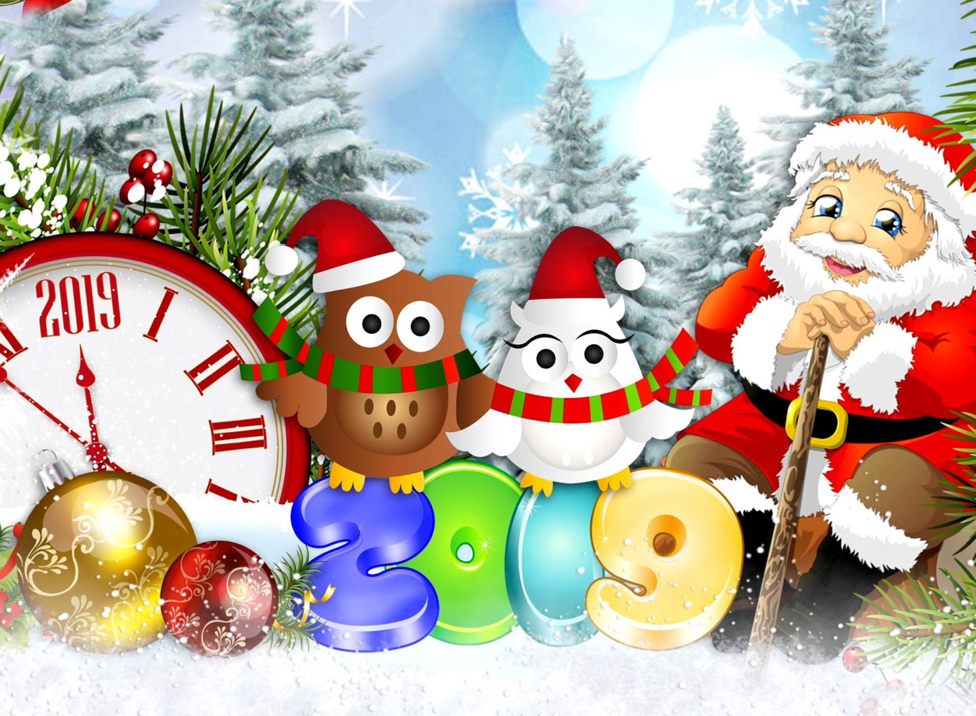 Обои 2019 New Year Card 1920x1408