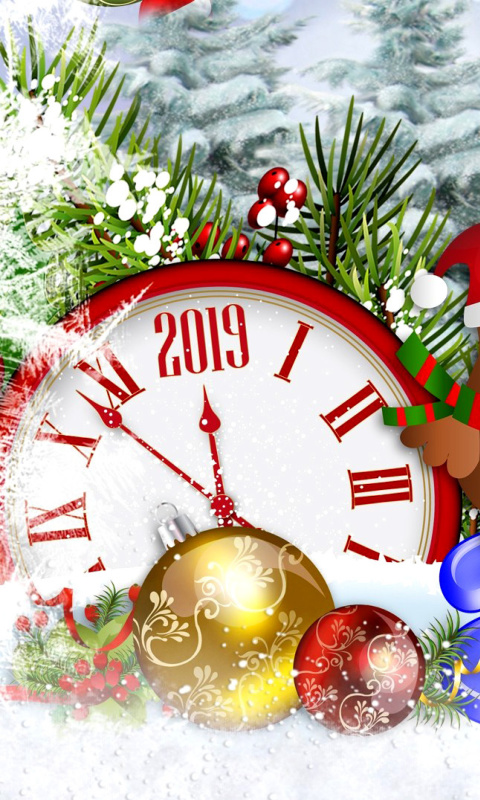 Обои 2019 New Year Card 480x800