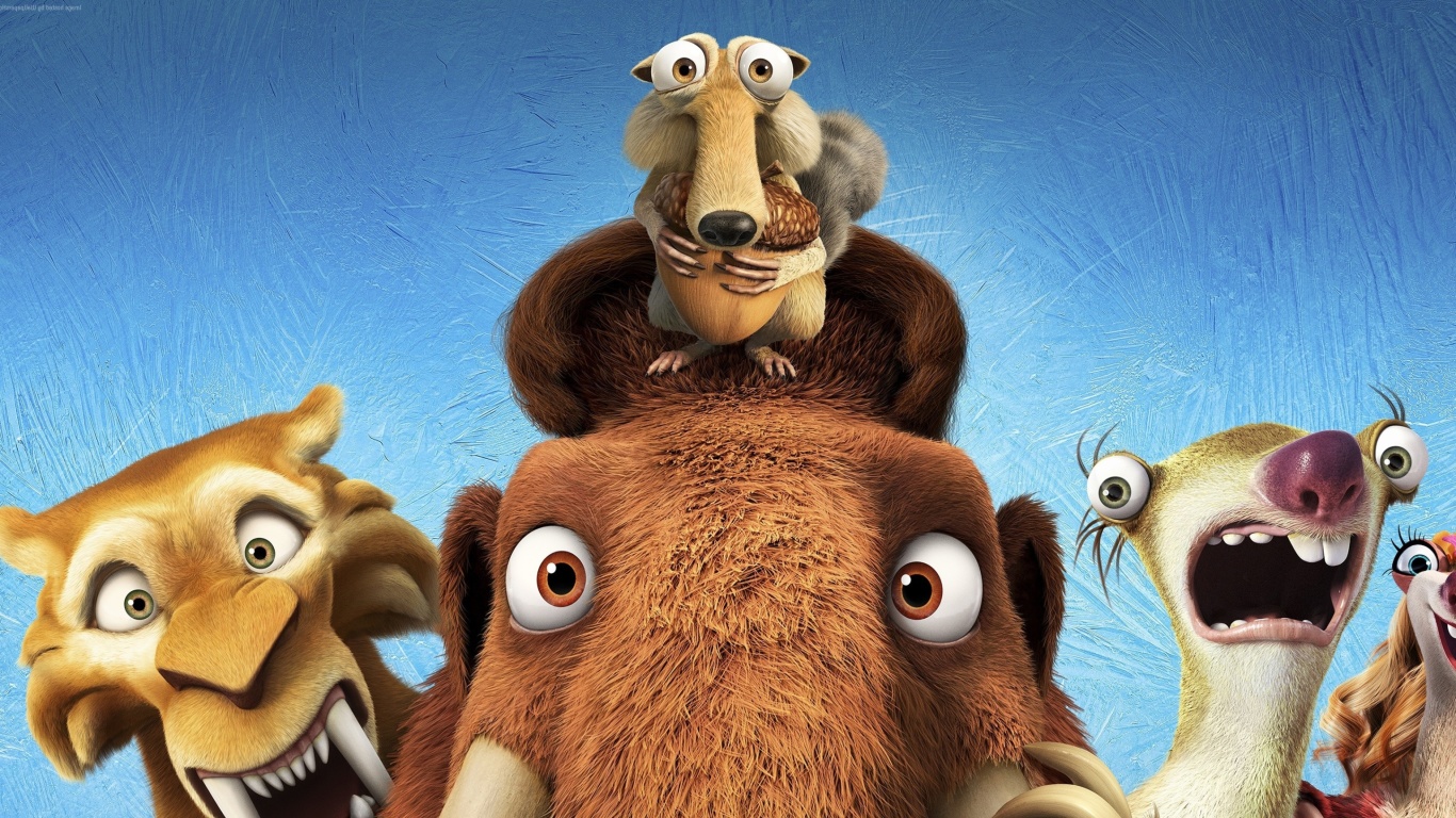 Das Ice Age 5 Collision Course with Diego, Manny, Scrat, Sid, Mammoths Wallpaper 1366x768