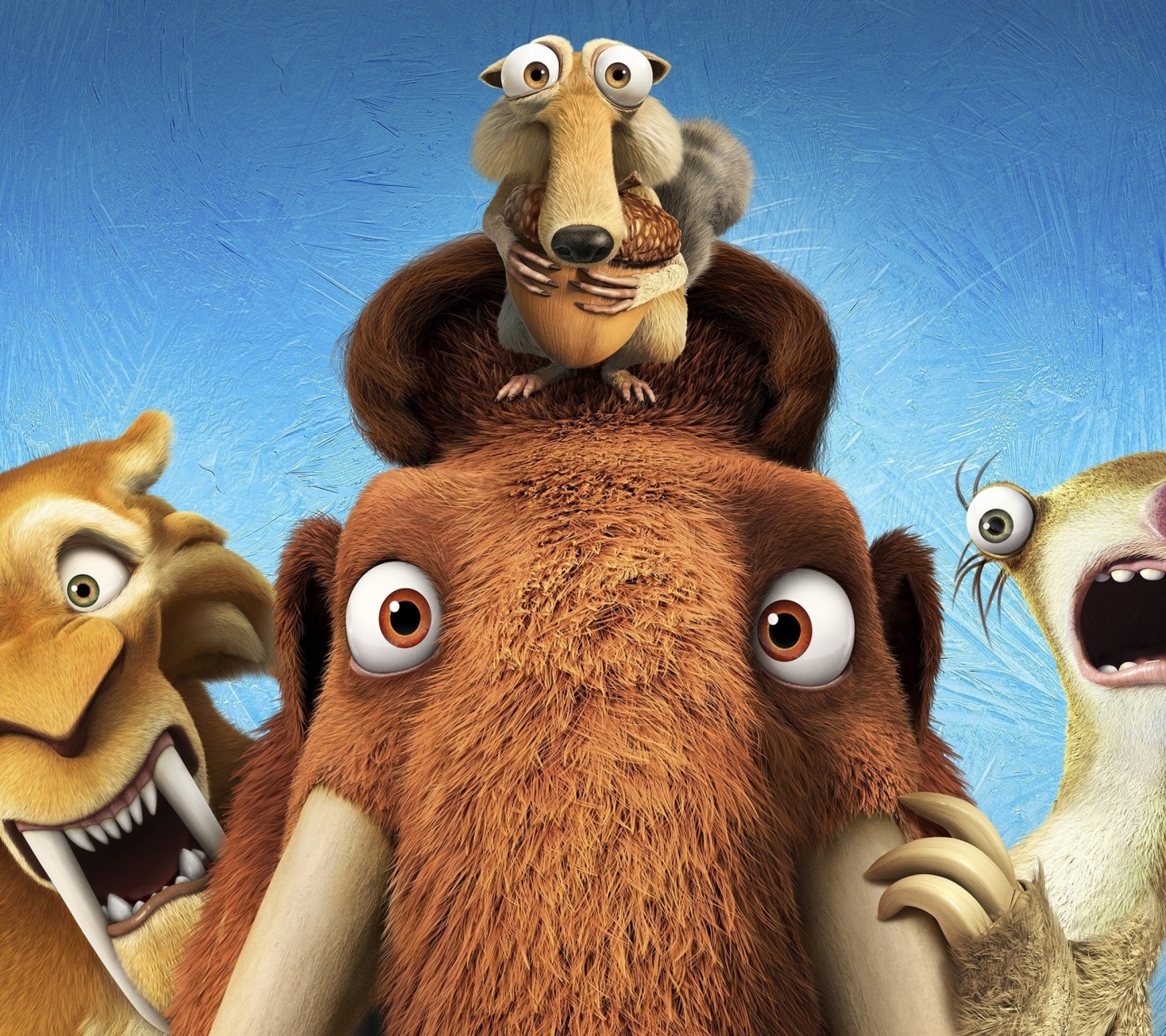 Обои Ice Age 5 Collision Course with Diego, Manny, Scrat, Sid, Mammoths 1440x1280