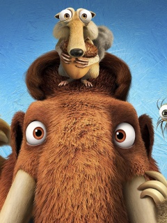 Обои Ice Age 5 Collision Course with Diego, Manny, Scrat, Sid, Mammoths 240x320