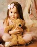 Cute Little Girl With Teddy Bear wallpaper 128x160