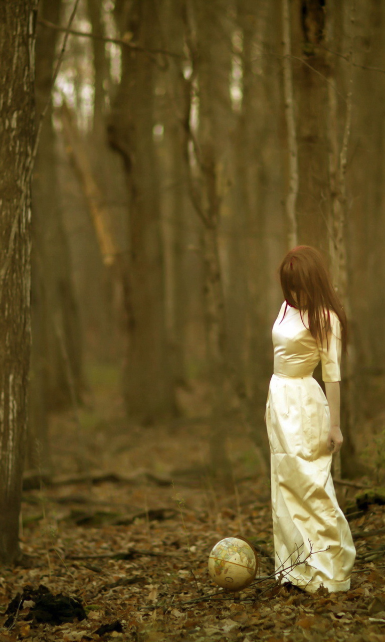 Girl And Globe In Forest screenshot #1 768x1280