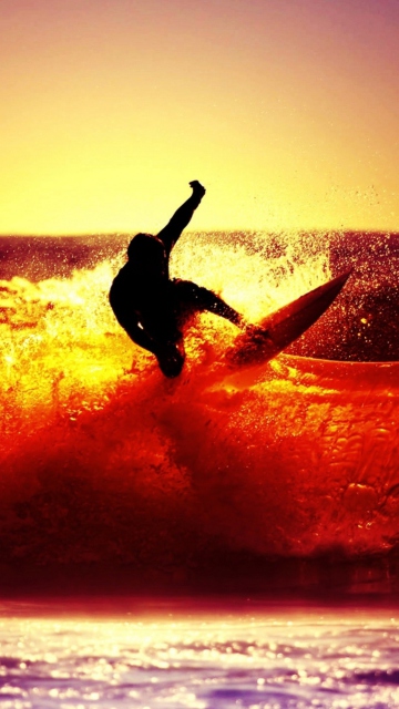 Sfondi Surfing At Sunset 360x640