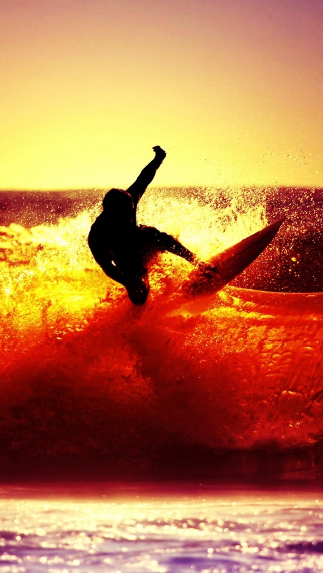 Surfing At Sunset wallpaper 640x1136
