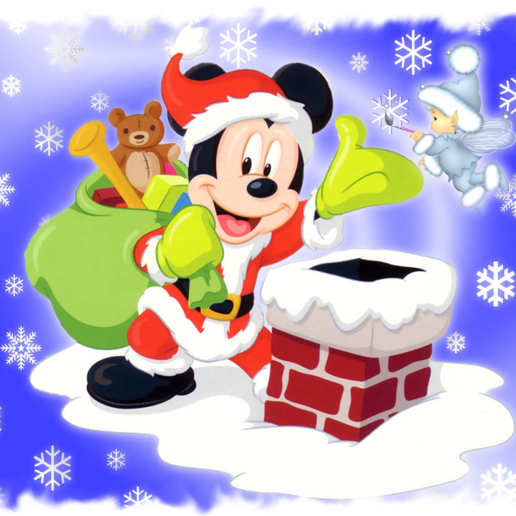 Mickey Santa wallpaper 1024x1024