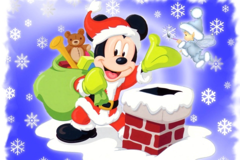 Обои Mickey Santa 480x320