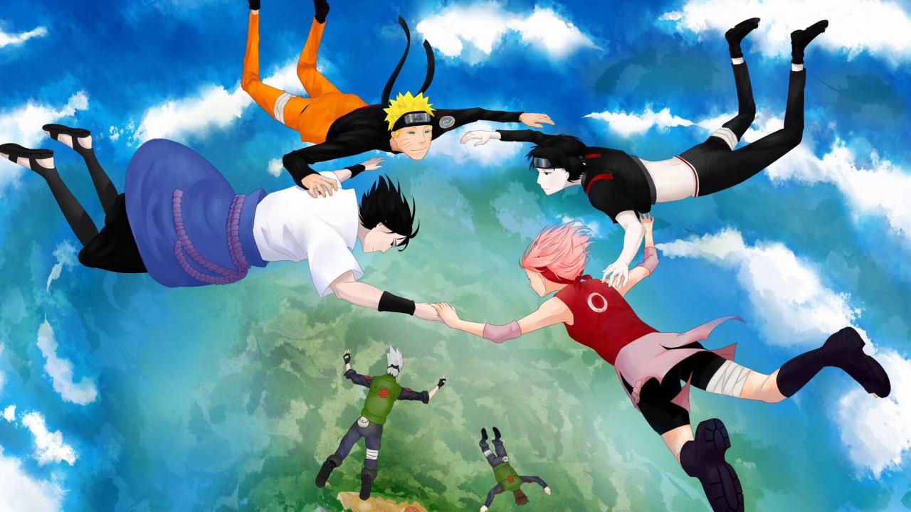 Hatake Kakashi, Sai, Uchiha Sasuke, Haruno Sakura wallpaper 1280x720