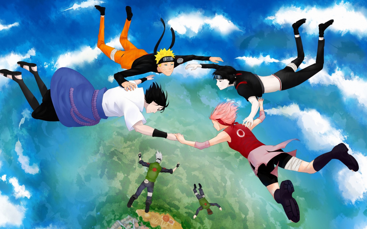 Hatake Kakashi, Sai, Uchiha Sasuke, Haruno Sakura wallpaper 1280x800