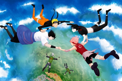 Sfondi Hatake Kakashi, Sai, Uchiha Sasuke, Haruno Sakura 480x320