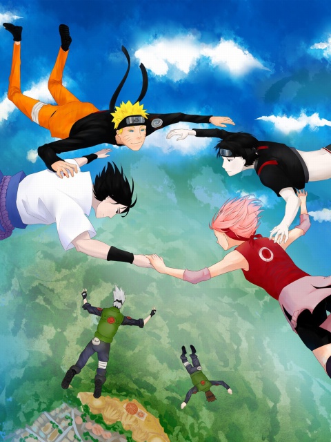 Hatake Kakashi, Sai, Uchiha Sasuke, Haruno Sakura screenshot #1 480x640