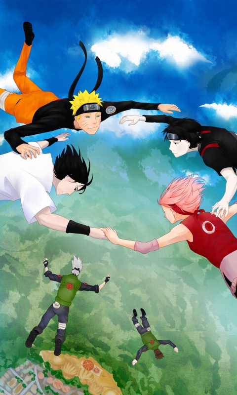 Hatake Kakashi, Sai, Uchiha Sasuke, Haruno Sakura screenshot #1 480x800