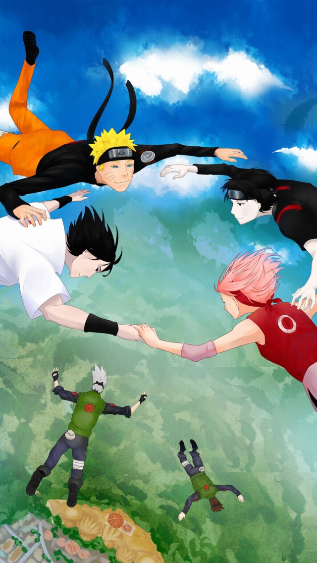 Das Hatake Kakashi, Sai, Uchiha Sasuke, Haruno Sakura Wallpaper 640x1136