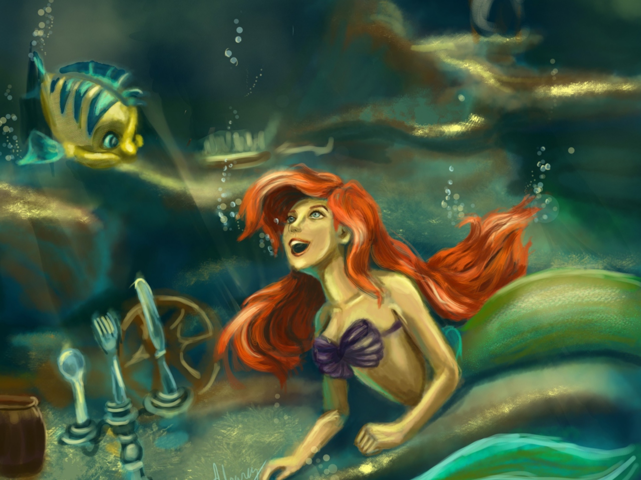 Das Little Mermaid Painting Wallpaper 1280x960
