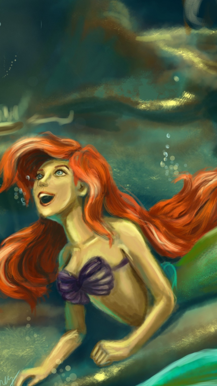 Little Mermaid Painting wallpaper 750x1334