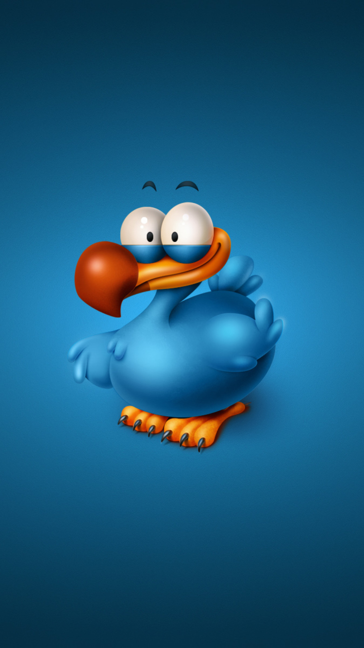 Funny Blue Bird wallpaper 750x1334