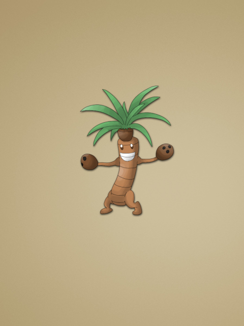 Funny Coconut Palm Tree Illustration wallpaper 480x640