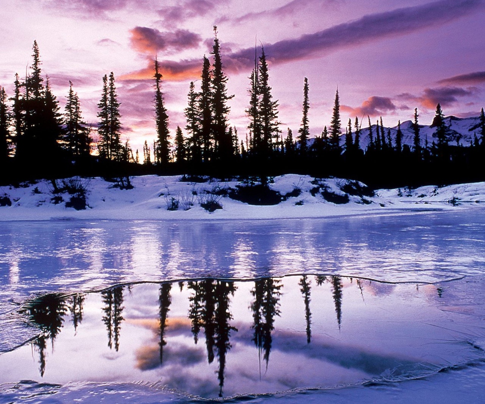 Das Winter Evening Landscape Wallpaper 960x800