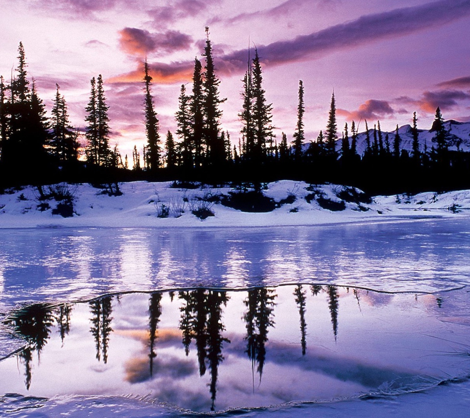 Das Winter Evening Landscape Wallpaper 960x854