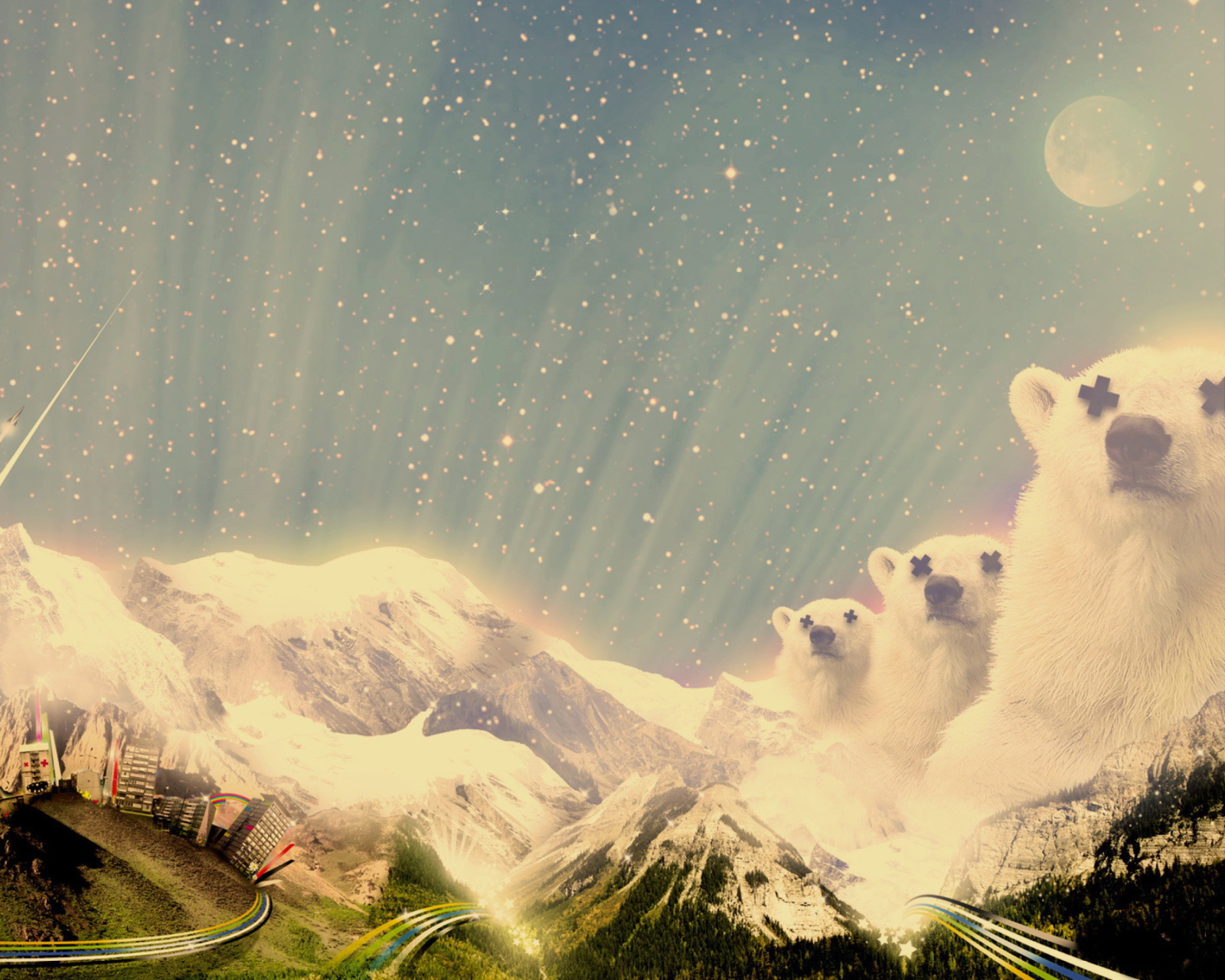 Screenshot №1 pro téma Abstract Mountains And Bears 1600x1280