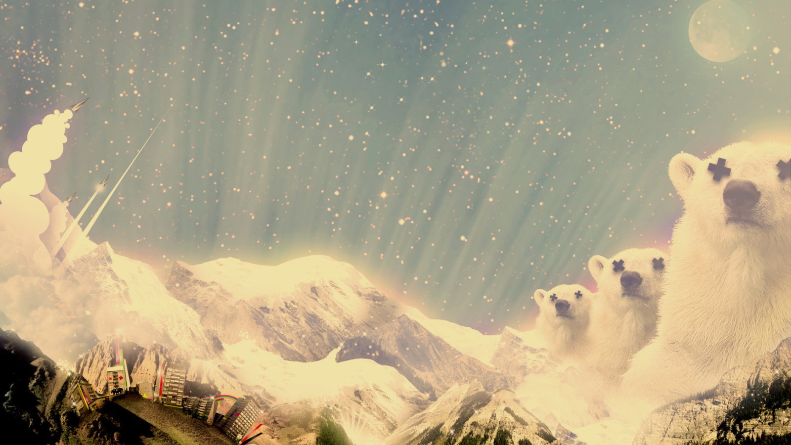 Screenshot №1 pro téma Abstract Mountains And Bears 1600x900
