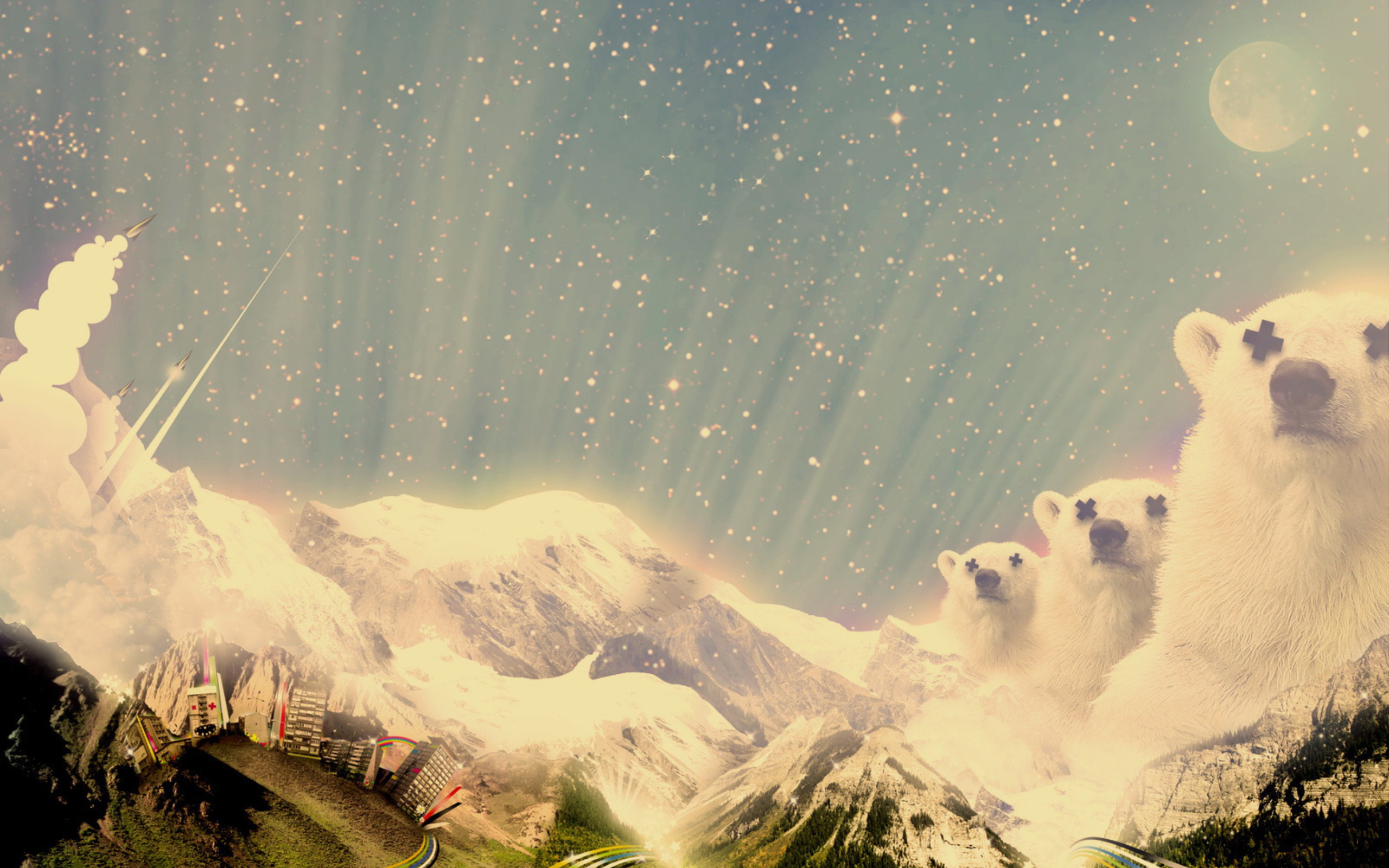 Das Abstract Mountains And Bears Wallpaper 2560x1600