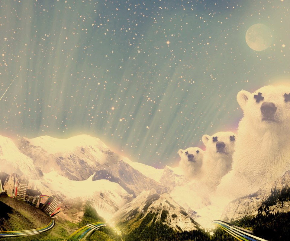 Abstract Mountains And Bears wallpaper 960x800