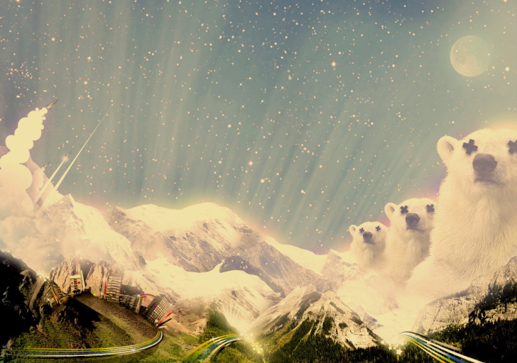 Abstract Mountains And Bears wallpaper