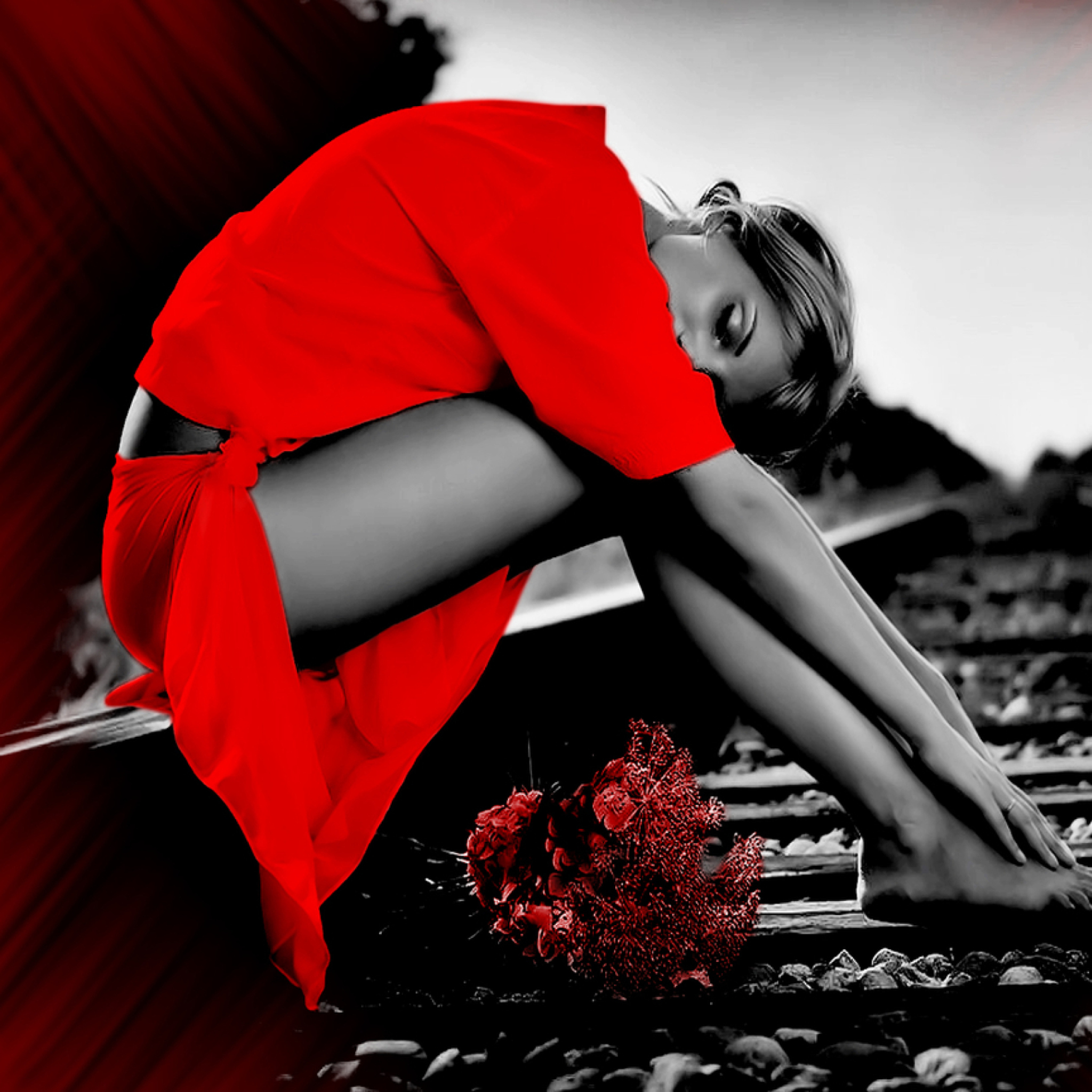 Das Girl In Red Wallpaper 2048x2048