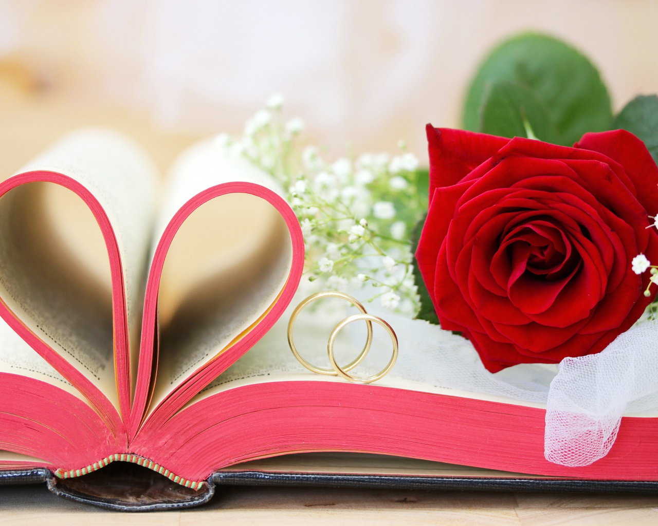 Wedding rings and book wallpaper 1280x1024