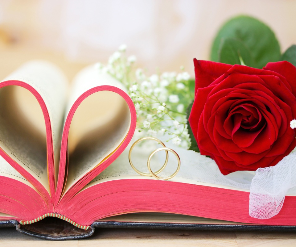 Обои Wedding rings and book 960x800