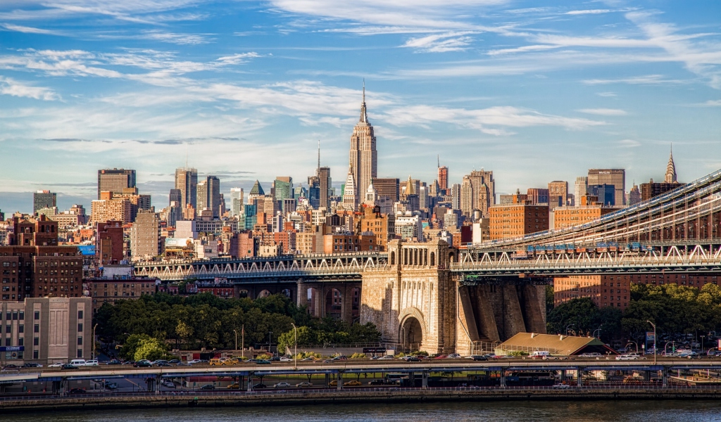 Обои Brooklyn Bridge, Manhattan, New York City 1024x600