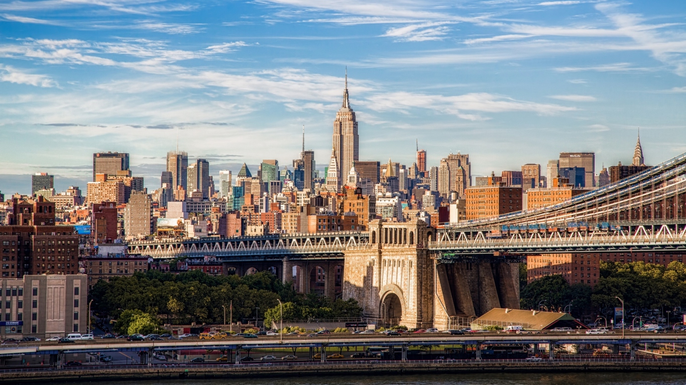 Screenshot №1 pro téma Brooklyn Bridge, Manhattan, New York City 1366x768