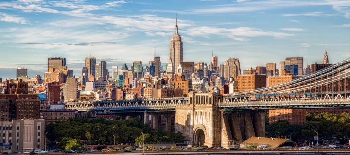 Brooklyn Bridge, Manhattan, New York City wallpaper 720x320