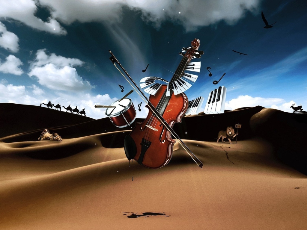 Das Music And Violin Wallpaper 1024x768