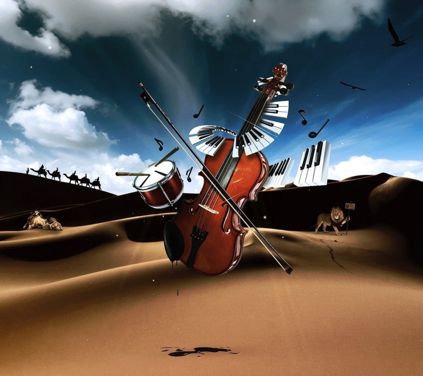 Обои Music And Violin 1440x1280