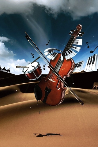 Das Music And Violin Wallpaper 320x480
