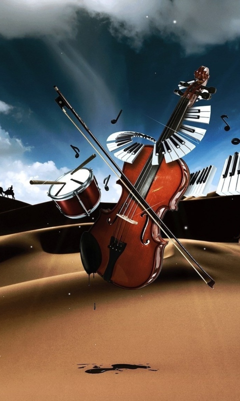 Das Music And Violin Wallpaper 480x800