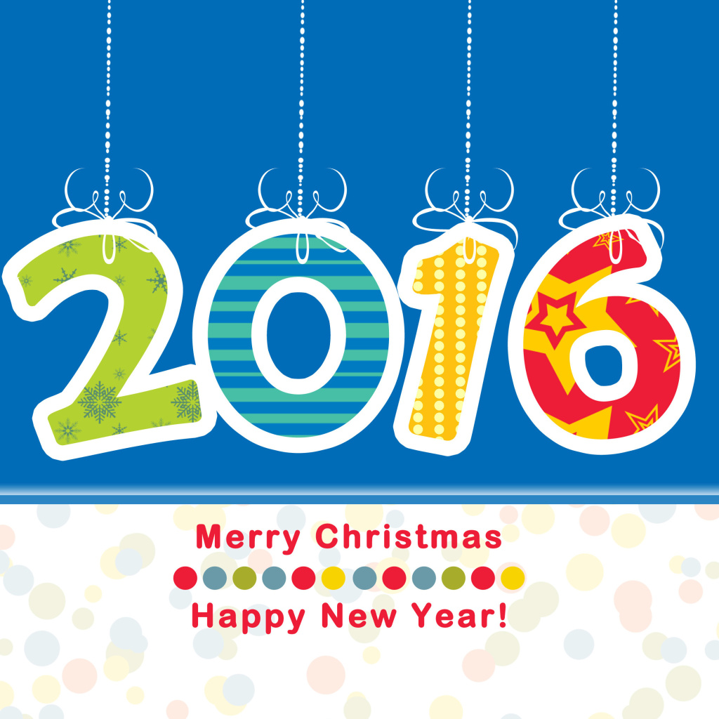 Colorful New Year 2016 Greetings wallpaper 1024x1024
