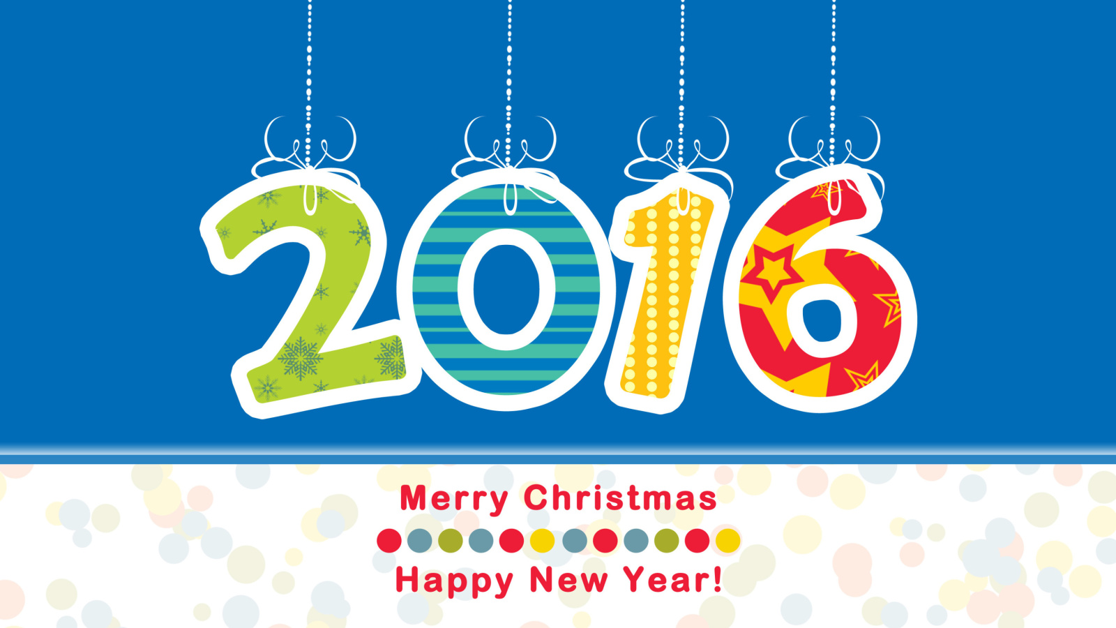 Colorful New Year 2016 Greetings wallpaper 1600x900
