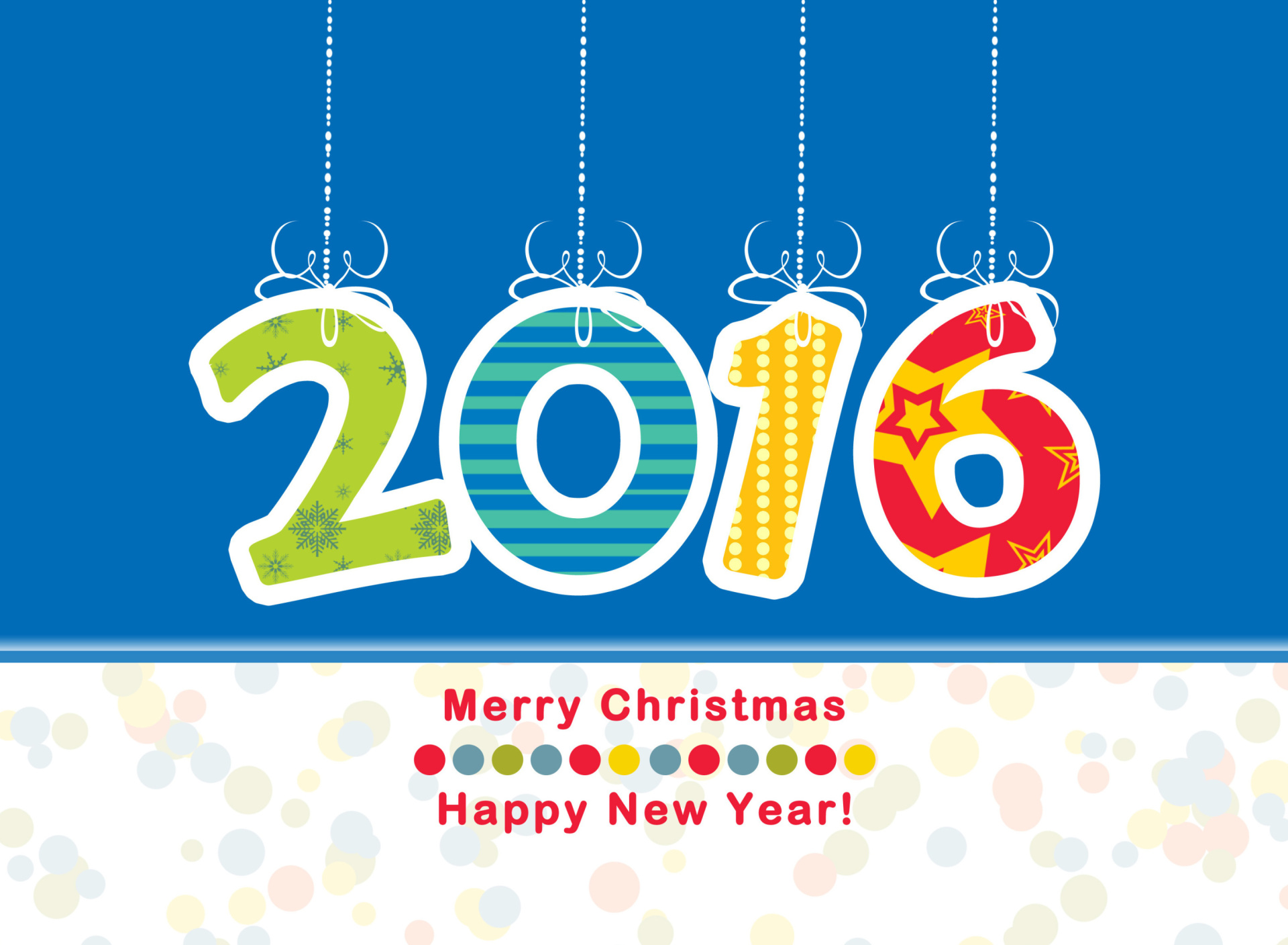 Обои Colorful New Year 2016 Greetings 1920x1408