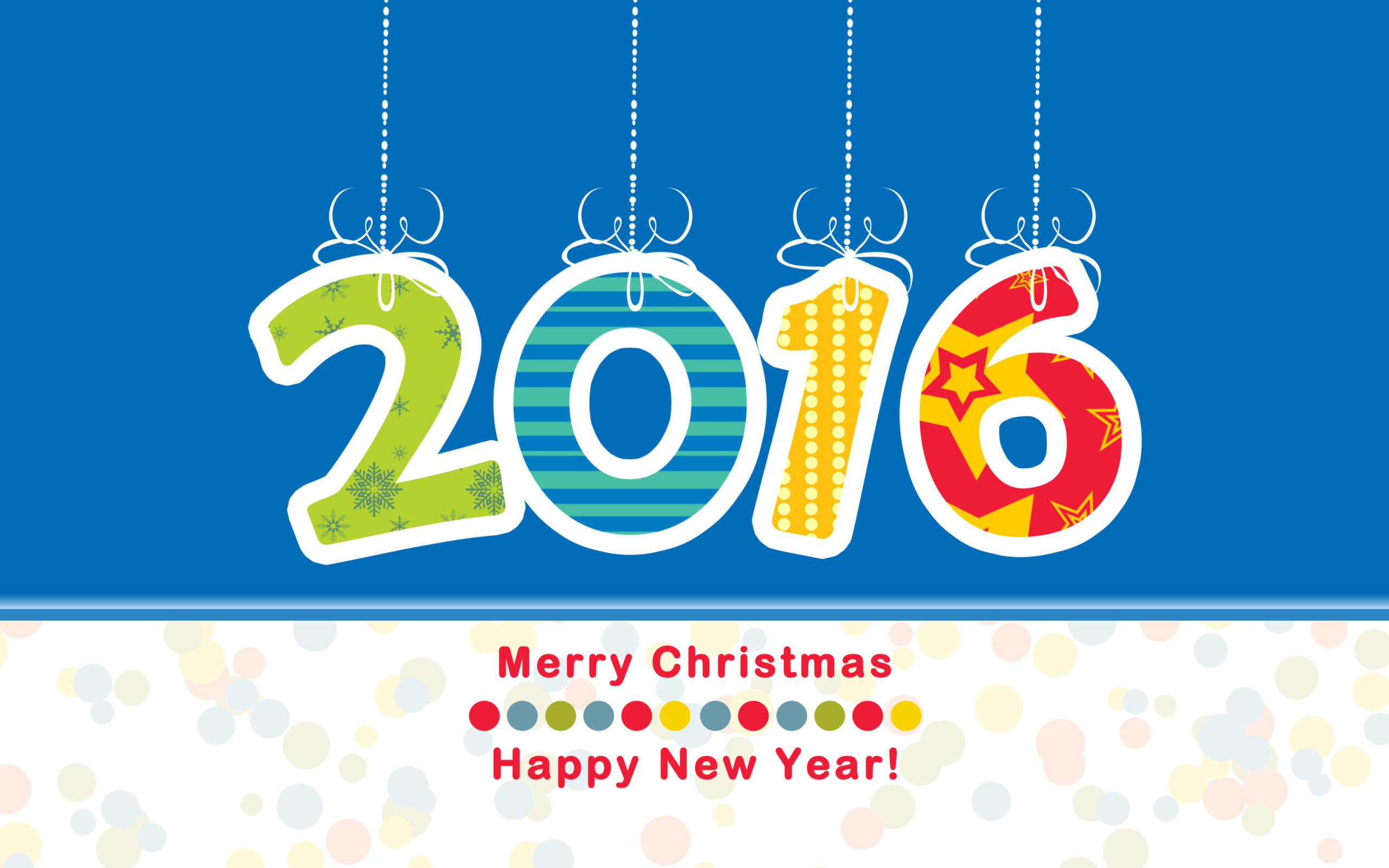 Colorful New Year 2016 Greetings wallpaper 2560x1600