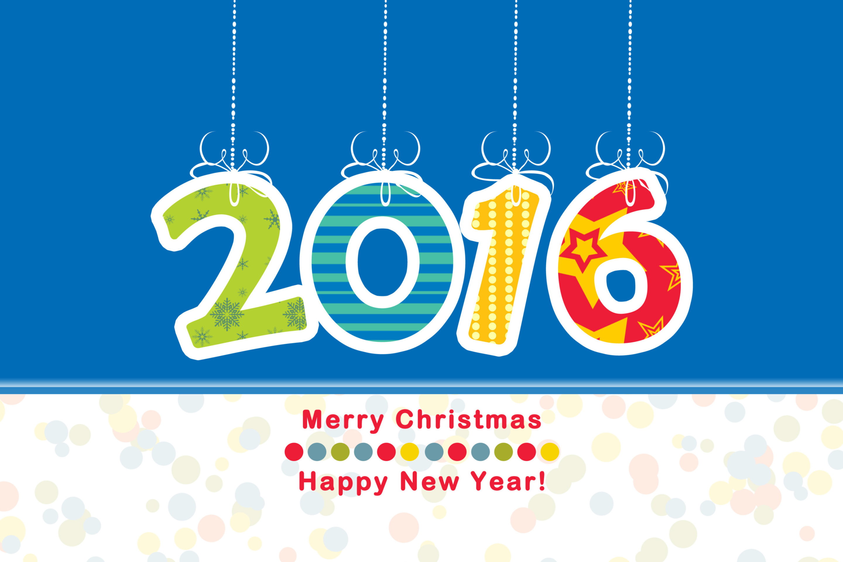 Das Colorful New Year 2016 Greetings Wallpaper 2880x1920