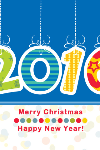 Colorful New Year 2016 Greetings wallpaper 320x480