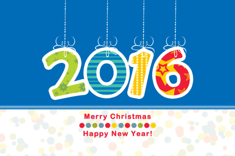 Colorful New Year 2016 Greetings wallpaper 480x320