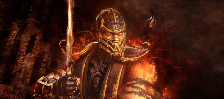Fondo de pantalla Scorpion in Mortal Kombat 720x320