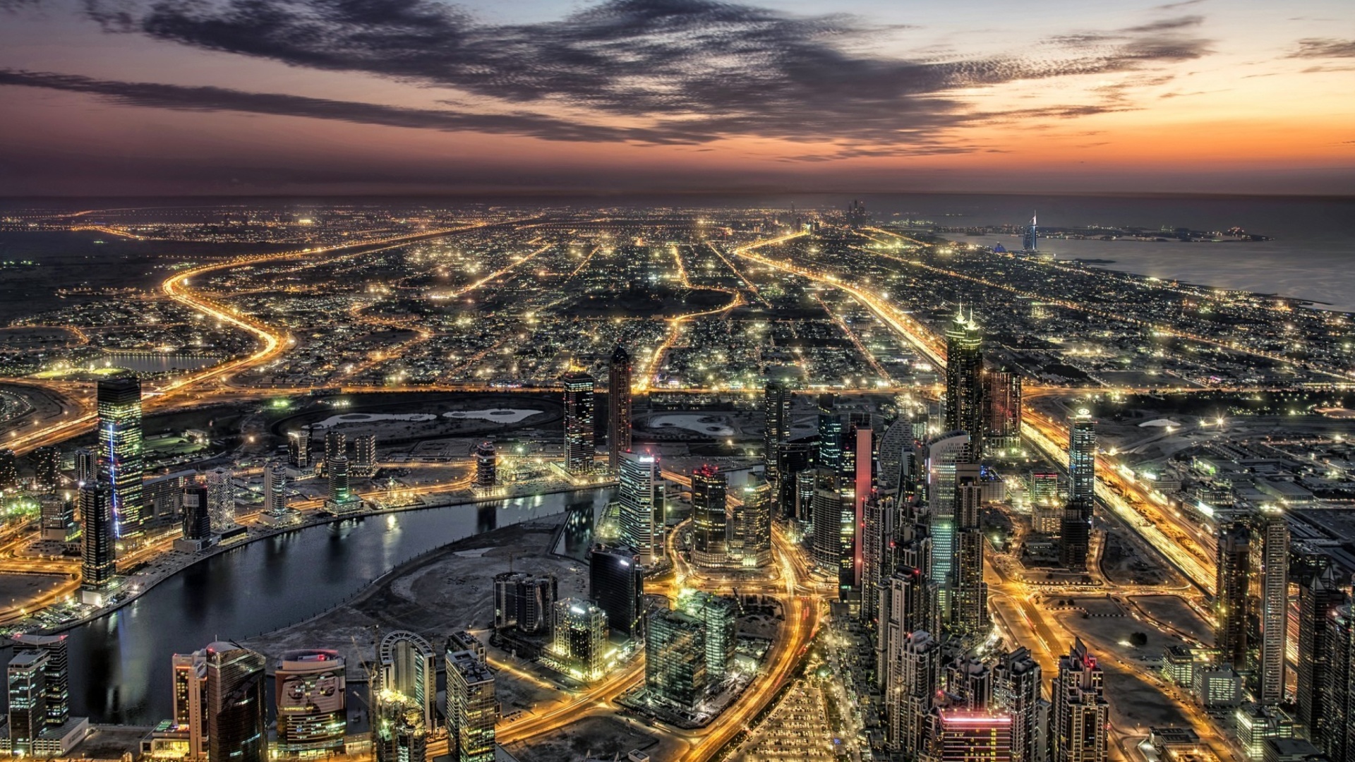 Fondo de pantalla Dubai Night City Tour in Emirates 1920x1080